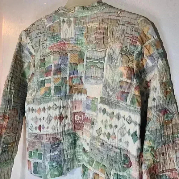 Vintage Orvis Quilted Jacket Tapestry Buttons Sz L - Picture 4 of 9